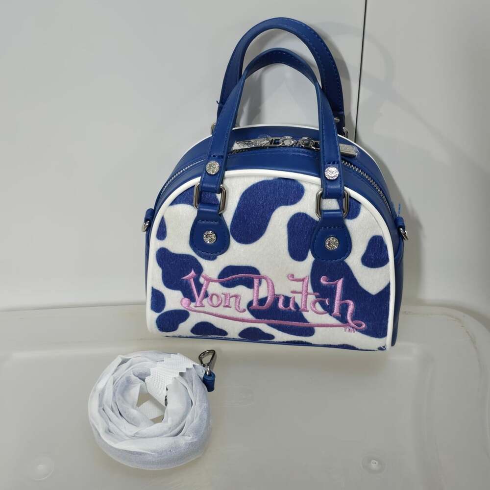 Von Dutch Blue Cow Print Bowling Bag